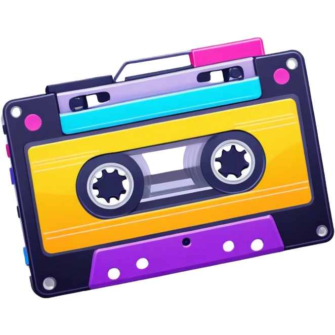 Retro 90s Vibes – Cassette tapes, VHS effects, and neon colors. emoji