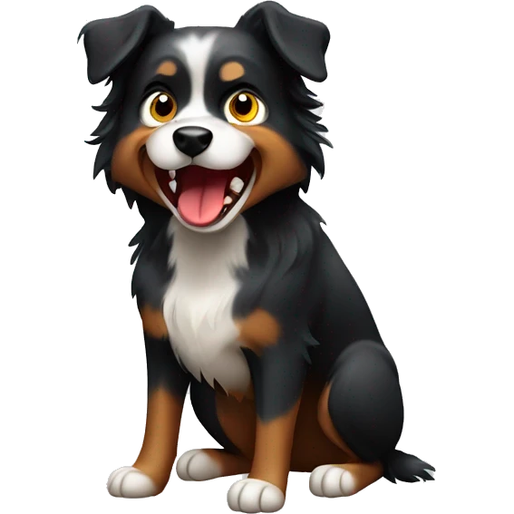Angry growling Small black australian shepherd dog emoji