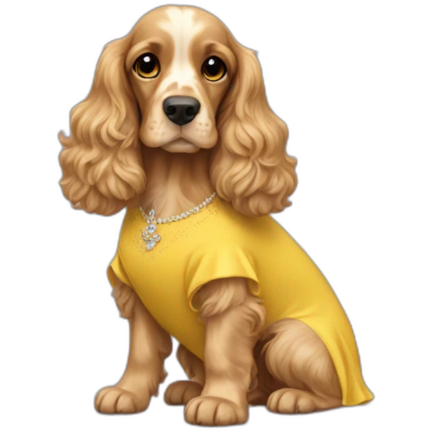 cocker spaniel in a yellow dress emoji
