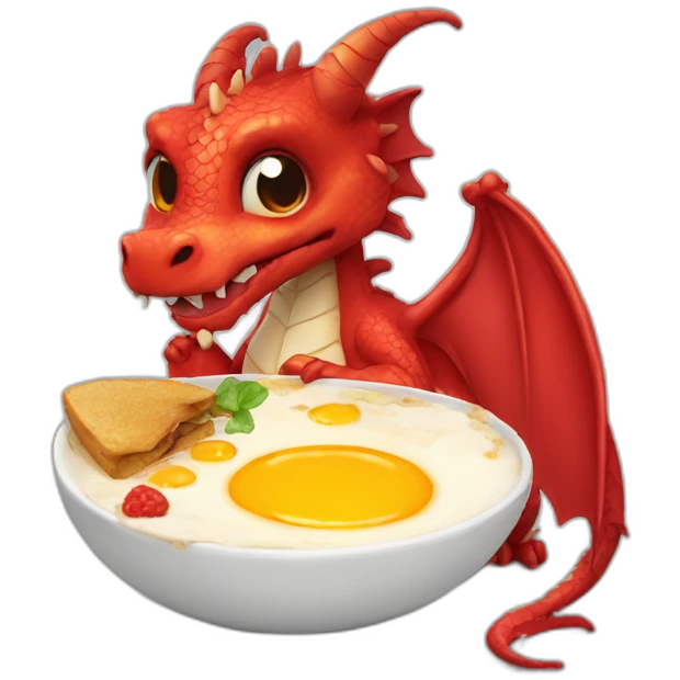 sad red dragon eating breakfast emoji