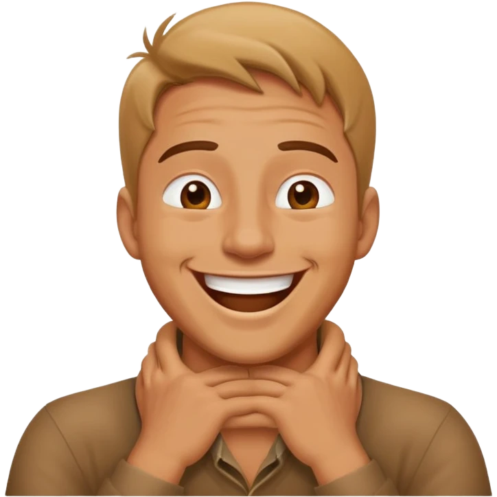 Guy hands around his neck laughing  emoji