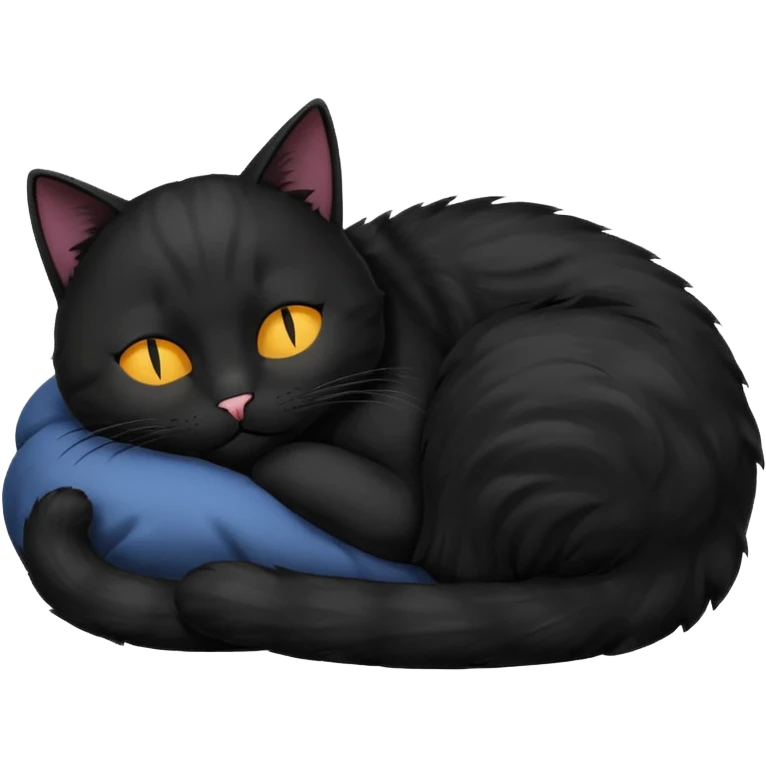 Black Cat curled up sleeping emoji
