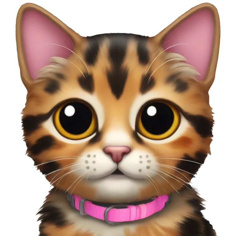 cute small tortoiseshell cat with pink collar emoji