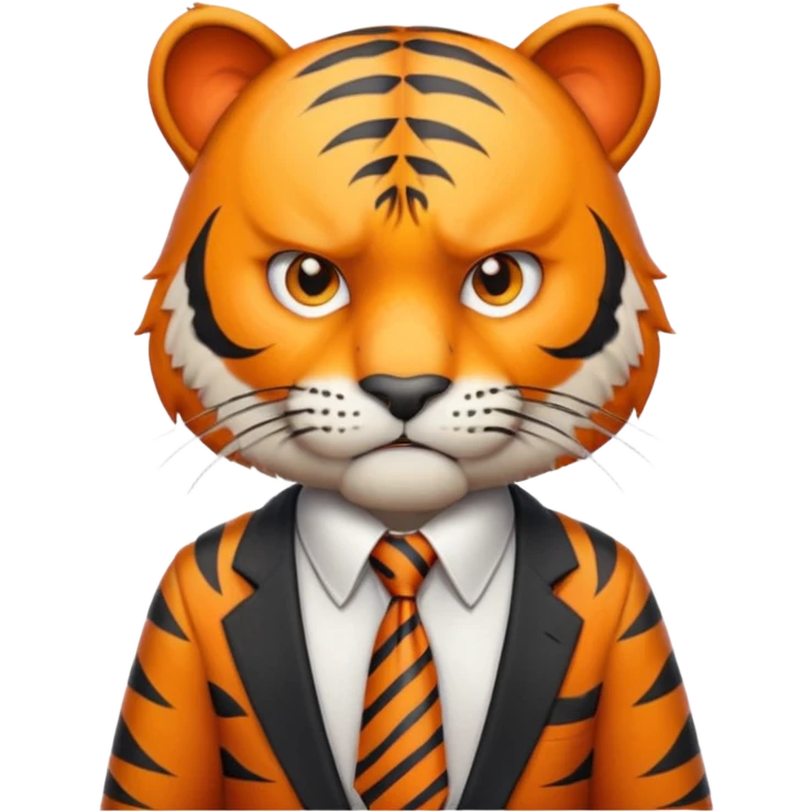 A tiger in office clothes, angrily stressed over a deadline., portrait emoji