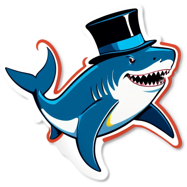 Shark with a top hat emoji