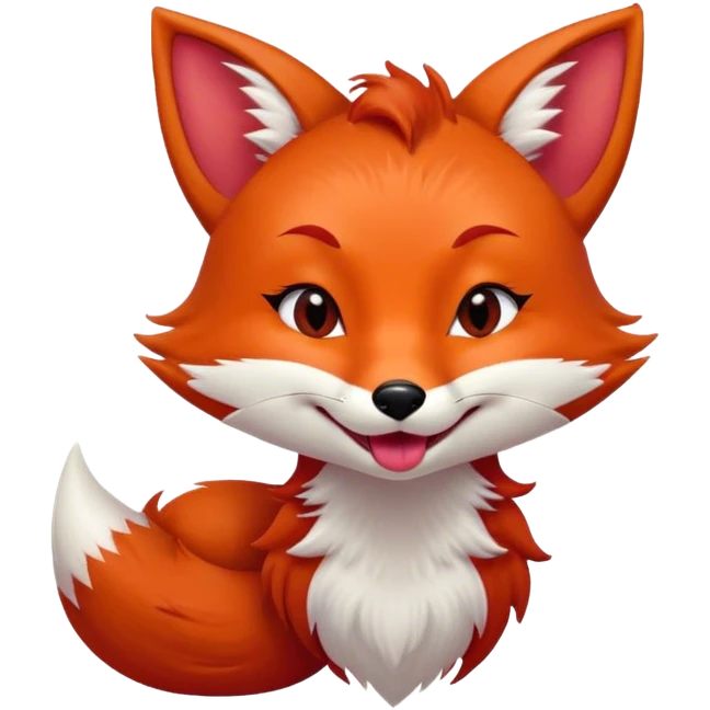 Mischievous girl fox winking with one eye closed and tongue sticking out emoji