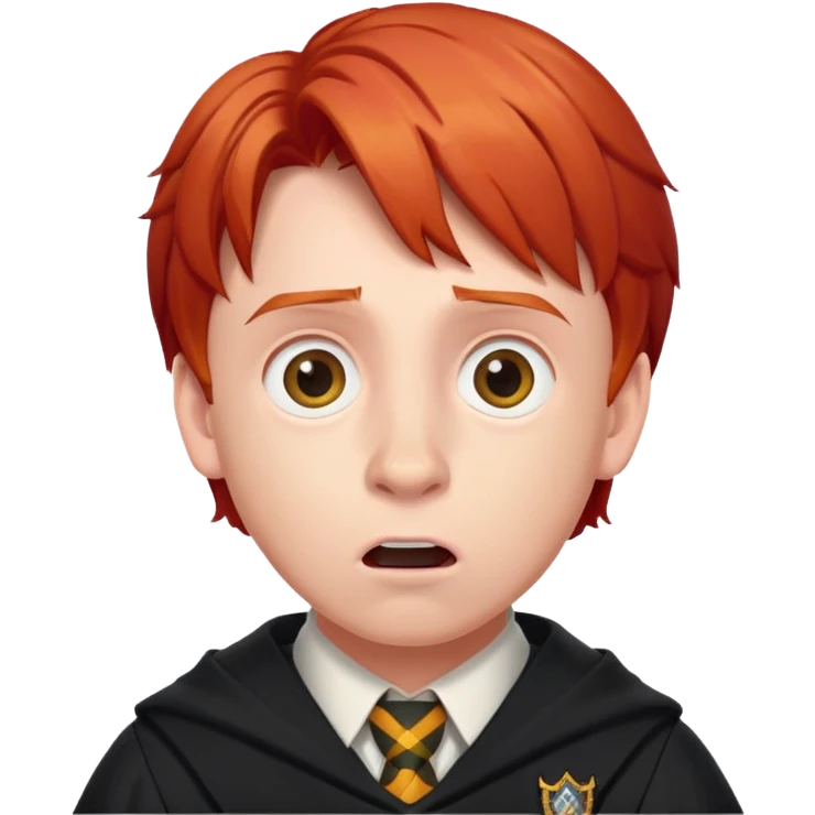 Ron Weasley with surprised expression, red hair, Hogwarts uniform emoji