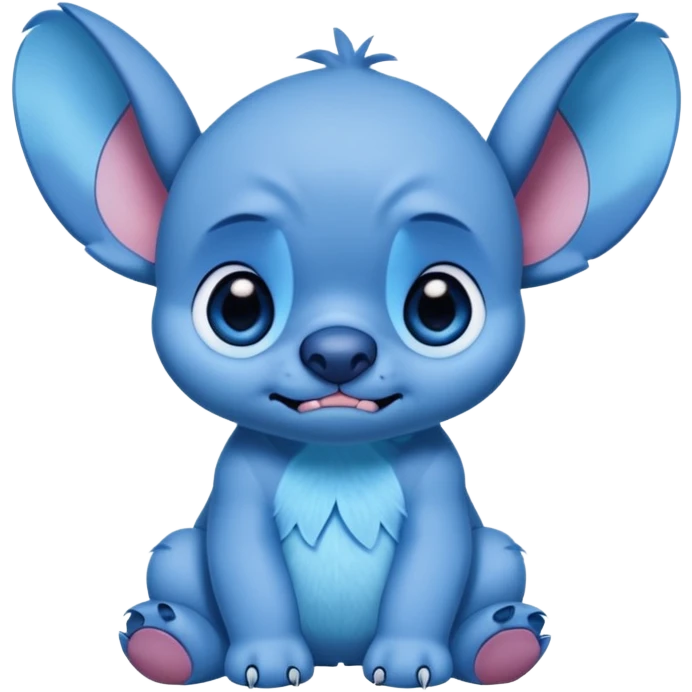 sad stitch full body and cute animated looks like the stitch in the Disney animated movie make his eyes animated emoji