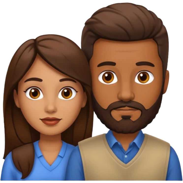 Naked Latina woman with white man with brown beard emoji