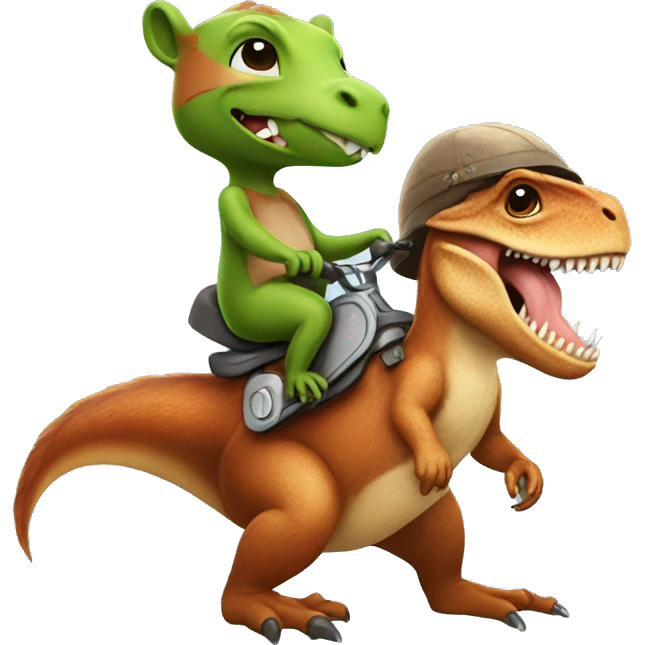 Squirrel riding a t-rex emoji