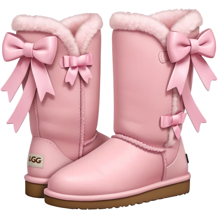 pastel pink uggs with bows on the back emoji