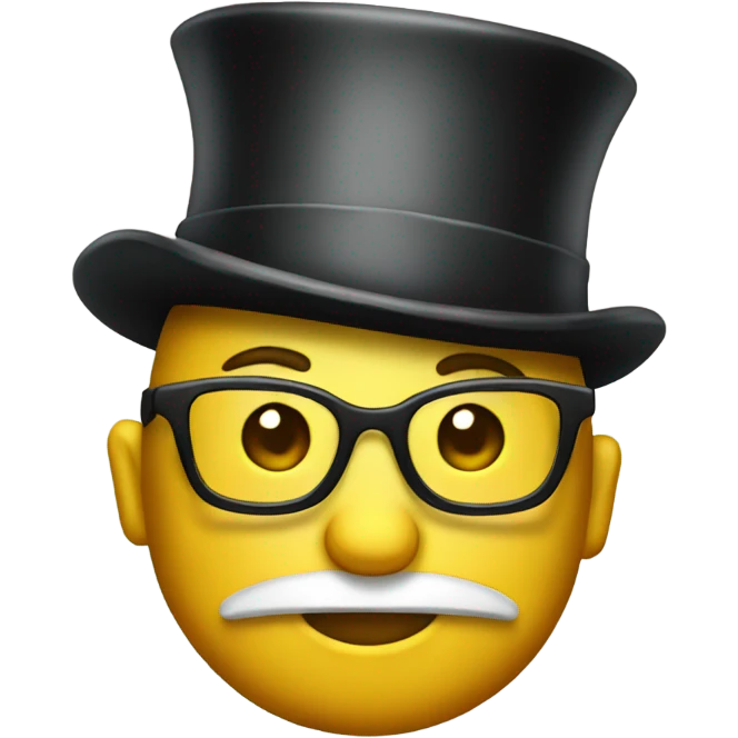 nerdy emoji with a top hat emoji