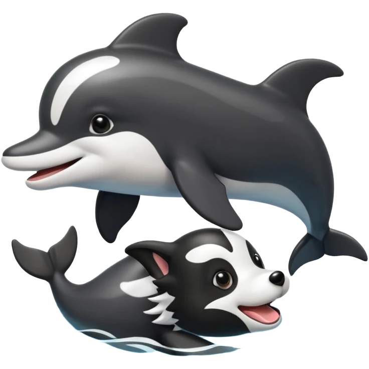 a combination of a dolphin and a boarder collie in one emoji emoji