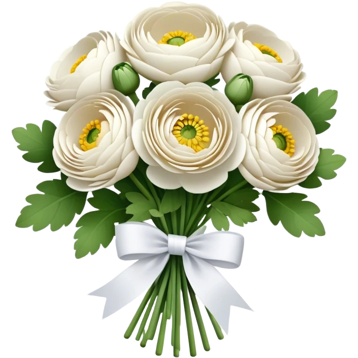  white  Ranunculus flowers bouquet  emoji