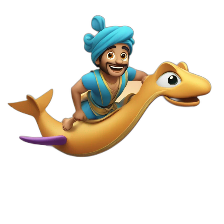 Aladino en vuelo cielo asul emoji
