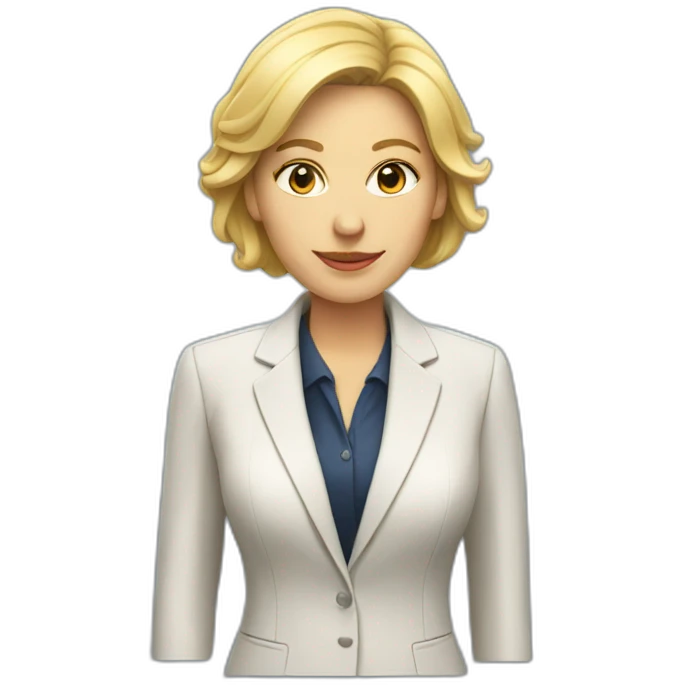 White woman in suite emoji