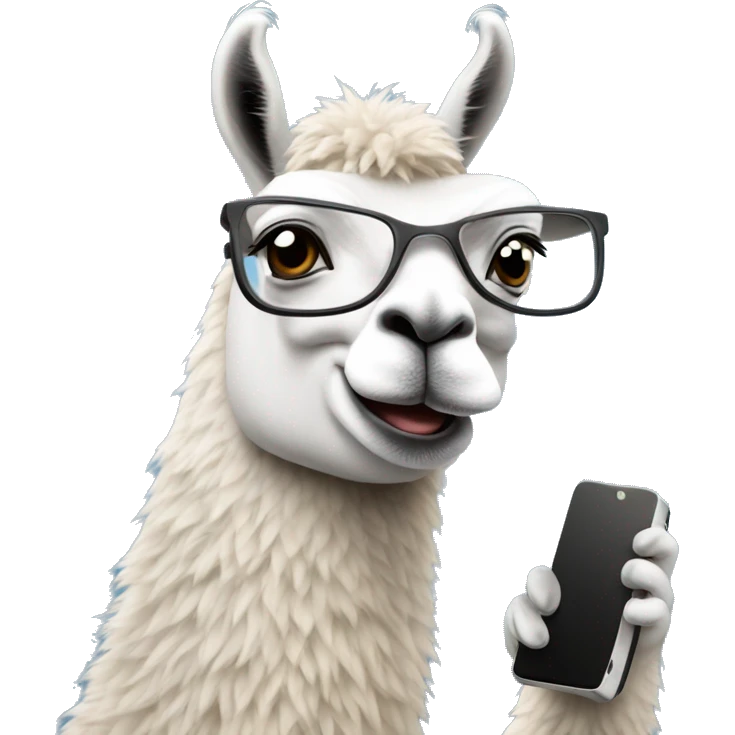 un lama avec un téléphone  emoji