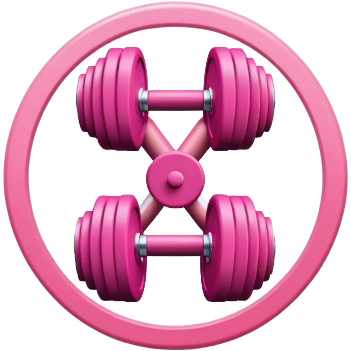 Pink dumbbells on pink circle emoji