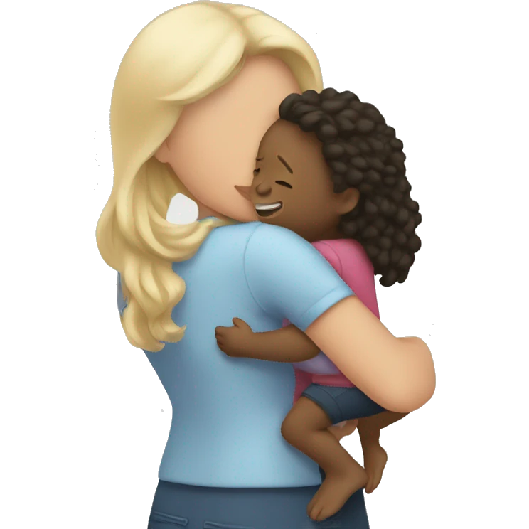 White mom hugging daughter emoji