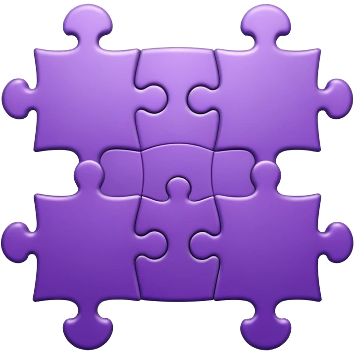 Create an icon of a puzzle for "Featured Projects" on a dark background #22223B. Show multiple puzzle pieces connected together, with one piece slightly separated or highlighted as the final piece. The puzzle pieces should be shades of purple that harmonize with the background. emoji