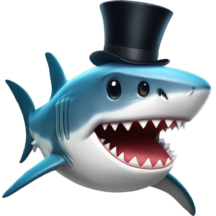 Shark with a top hat emoji