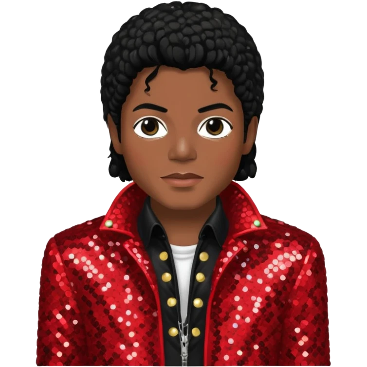 Michael Jackson with black hair, red sequin jacket, black shirt emoji