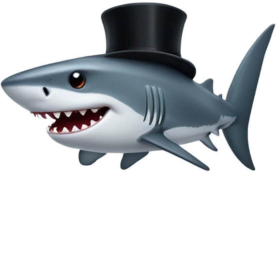 Shark with a top hat emoji