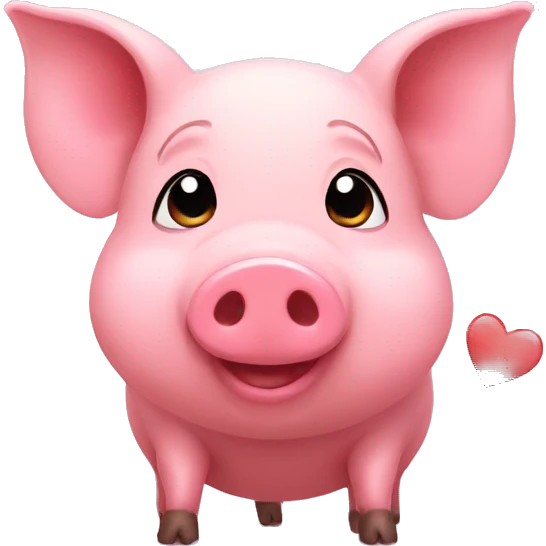 small pig with hearts emoji