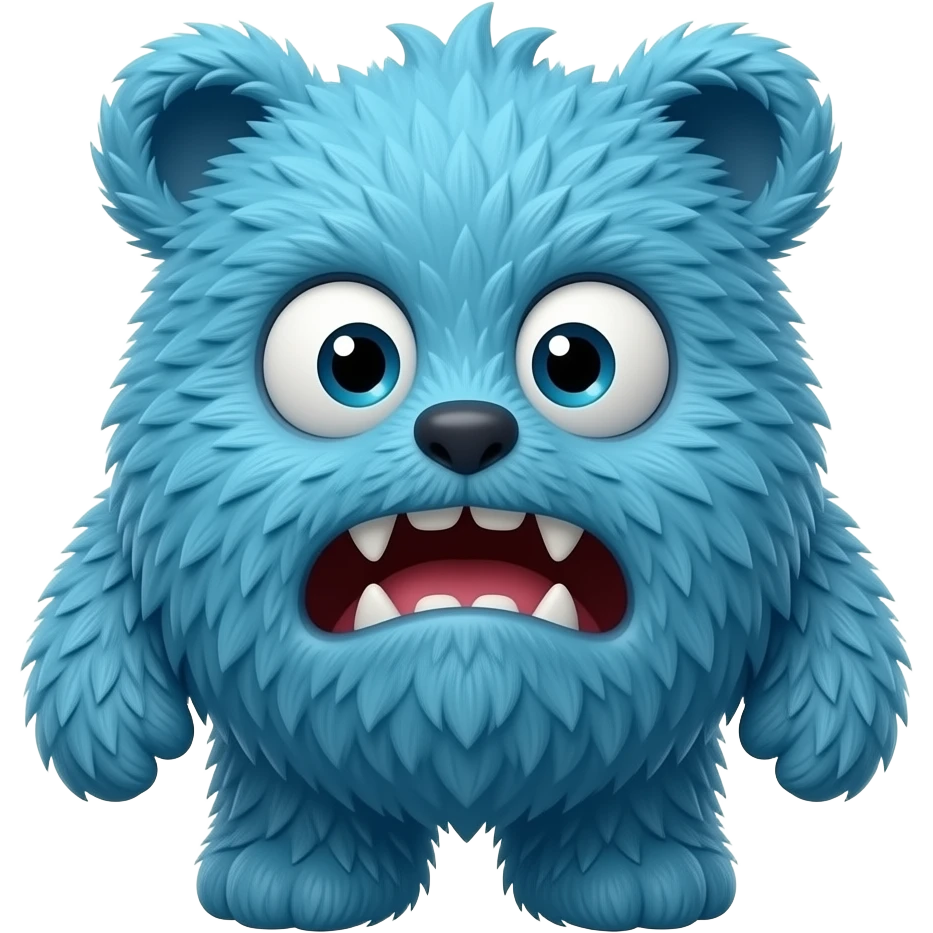 Huggy Wuggy from Poppy Playtime, cartoon style, cute but scary, blue fur, 3D render, plain backround emoji