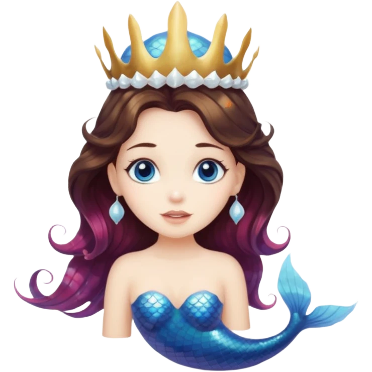 White brunette hair mermaid  emoji