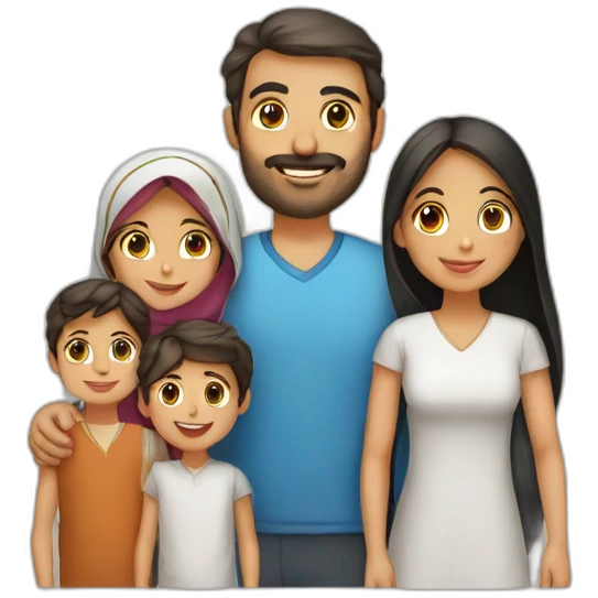 Family with man Arabic, wife Arabic, boy Arabic, girl Arabic and little boy arabic emoji