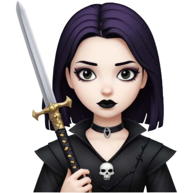goth girl with sword emoji