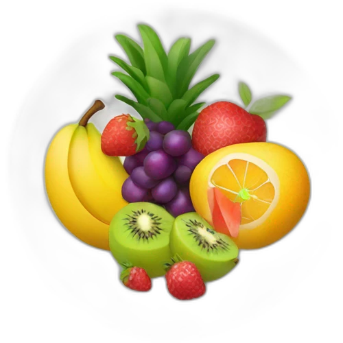 different cut fruits on a plate emoji