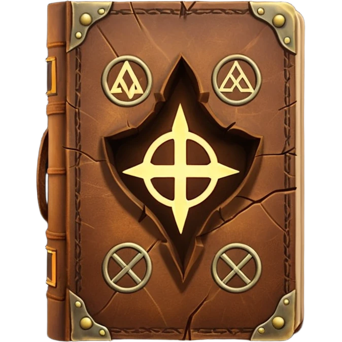 Spell Book – Old leather book glowing with runes emoji