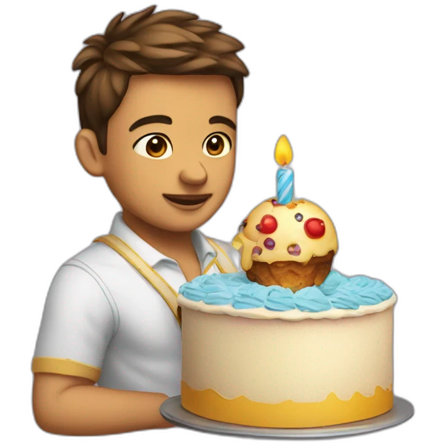 Bebé + torta cumpleaños + avión  emoji