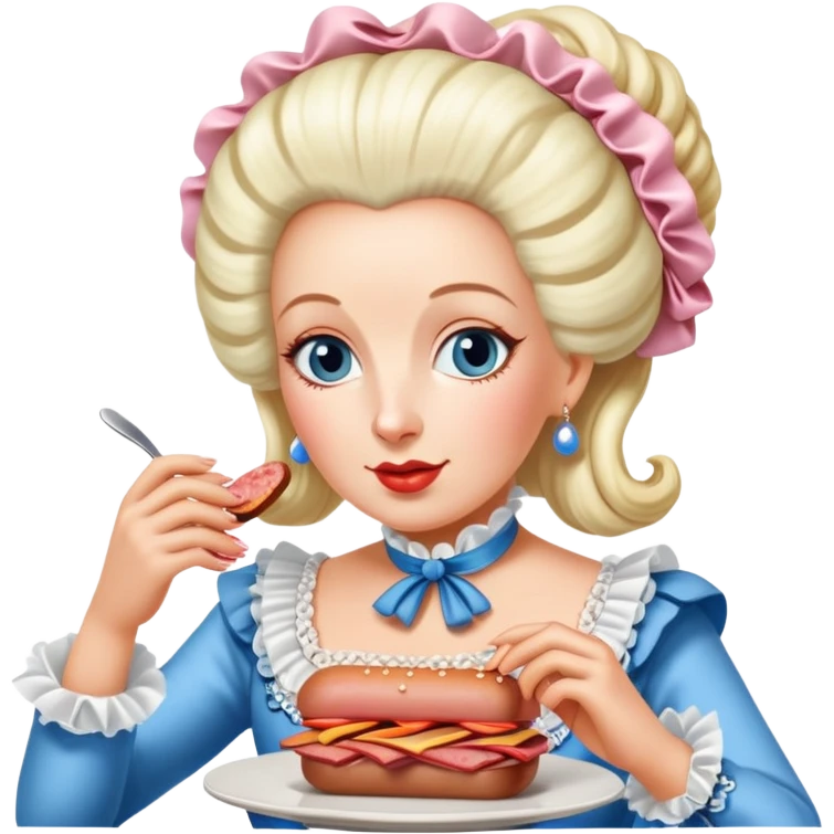 marie antoinette eating spam meat at cafe emoji