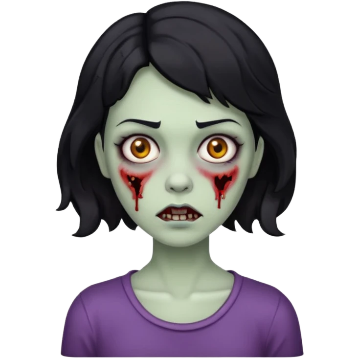 Uma zombi mulher com cabelo curto e preto ondulado emoji