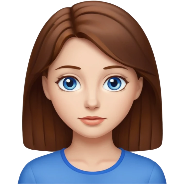 Woman brown haïr blue eyes ass emoji