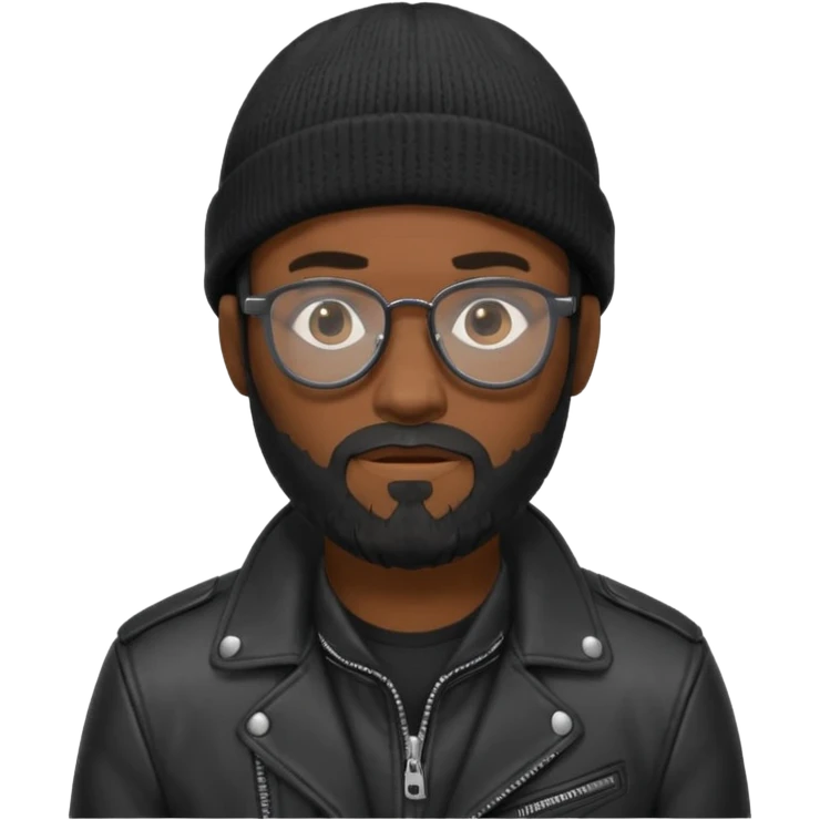 A dark-skinned man with a black beanie, glasses, and a full beard, giving him a thief-like appearance. emoji