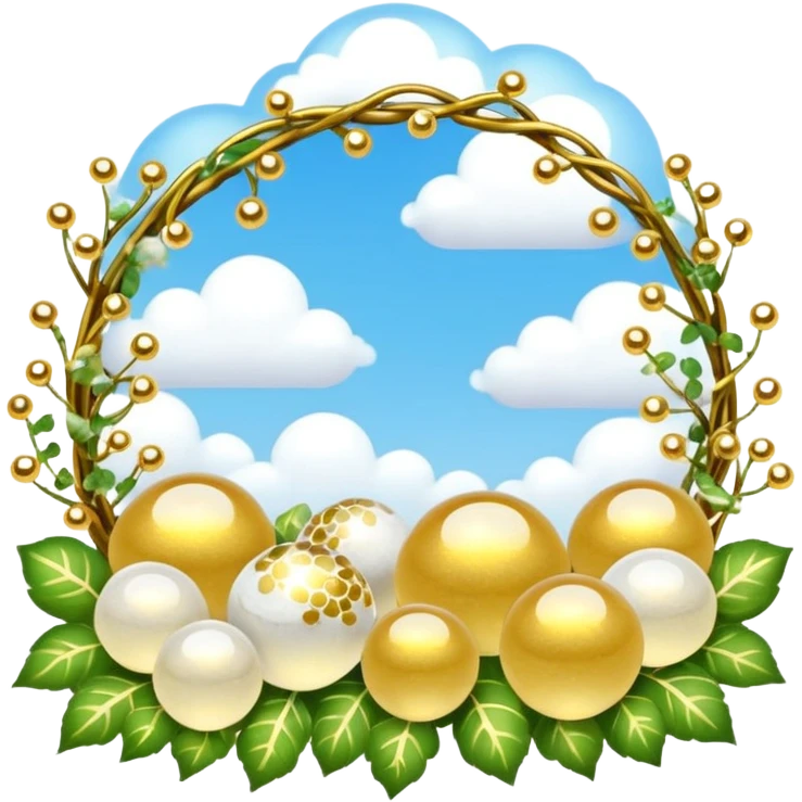 White and glittery gold with marbles, vines, divine, heavenly, spiritual, pure, glowing, cute clouds, sunshine, sparkly, beautiful, elegant, luxurious, pretty, aesthetic scenery scene picture   emoji