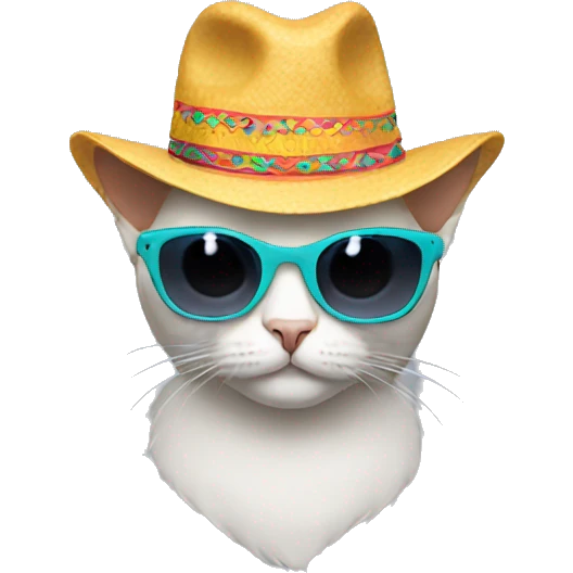Cat wearing a fiesta hat and swag sunglasses emoji