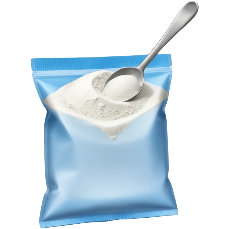 Little ziploc bag of white powder and a spoon emoji
