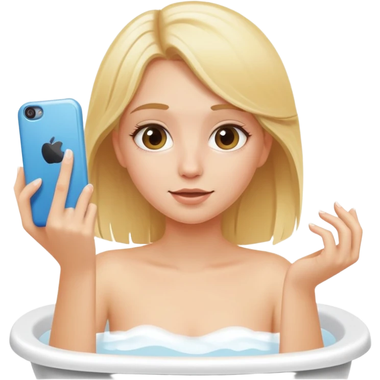 blonde girl in bathroom selfie emoji