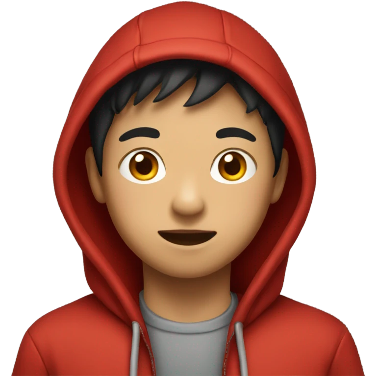 Asian Boy wearing red gloves and a hoodie emoji