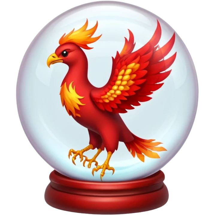 A red fiery phoenix inside a transparent crystal ball with no stand emoji