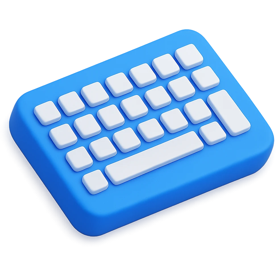 A 3D blue computer keyboard. emoji