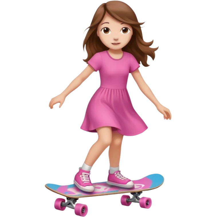 Dinosaur on a skateboard pink dress for girls in  emoji