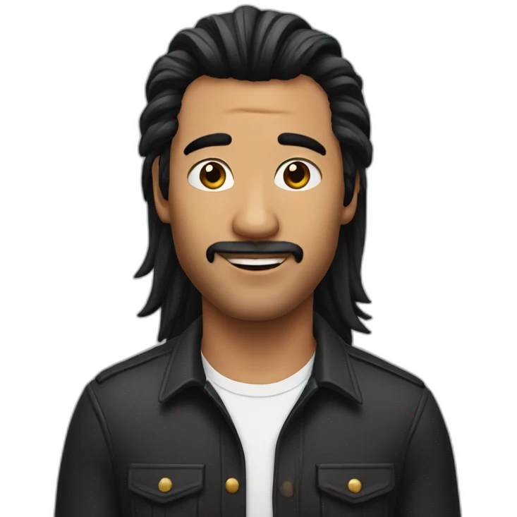 man with hair black mullet and use the earring on the left ear emoji