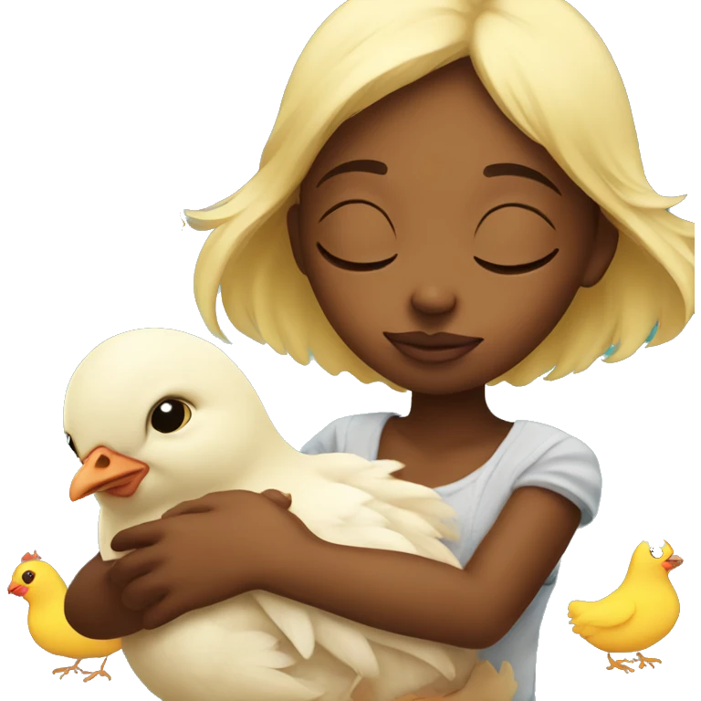 dreaming girl with baby chicken  emoji