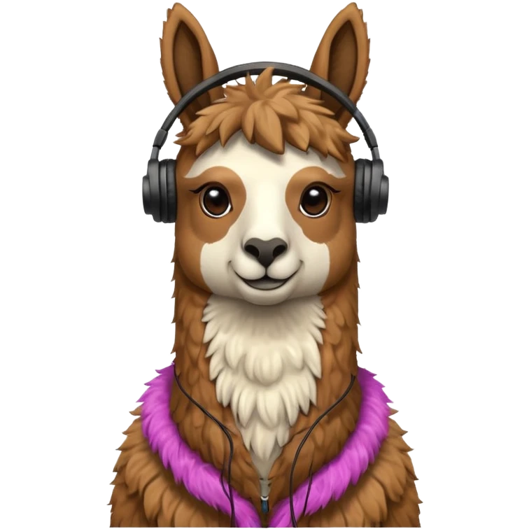 Una llama con unos cascos emoji